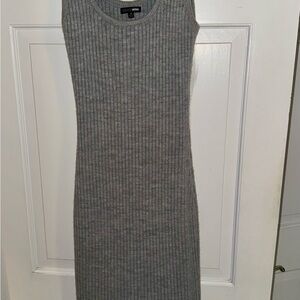 Fashion Nova Charcoal Ribbed Midi Dress